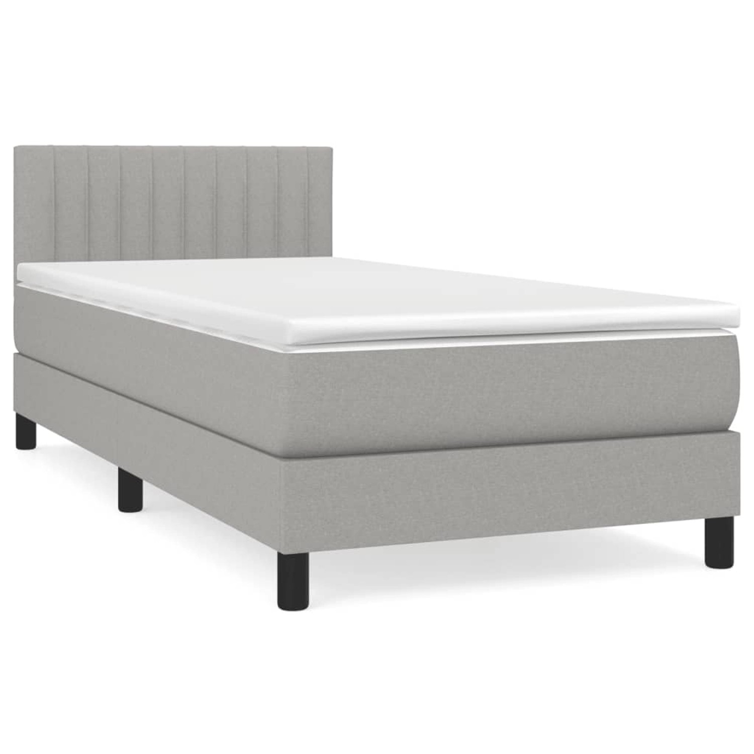 Bild von vidaXL Boxspringbett Boxspringbett mit Matratze Hellgrau 90x200 cm Stoff Bett Bettgestell