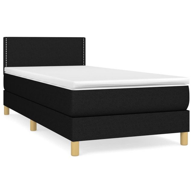 Bild von vidaXL Boxspringbett Boxspringbett mit Matratze Schwarz 100x200 cm Stoff Bett Bettgestell