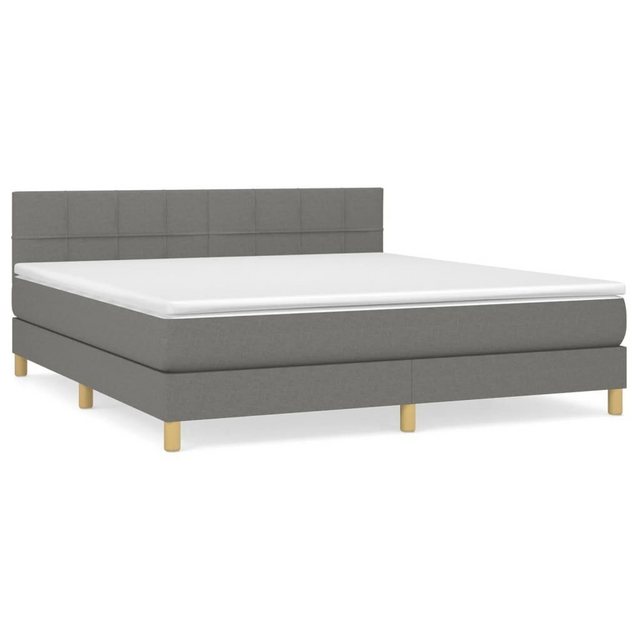 Bild von vidaXL Boxspringbett Boxspringbett mit Matratze Dunkelgrau 160x200 cm Stoff Bett Bettgestel