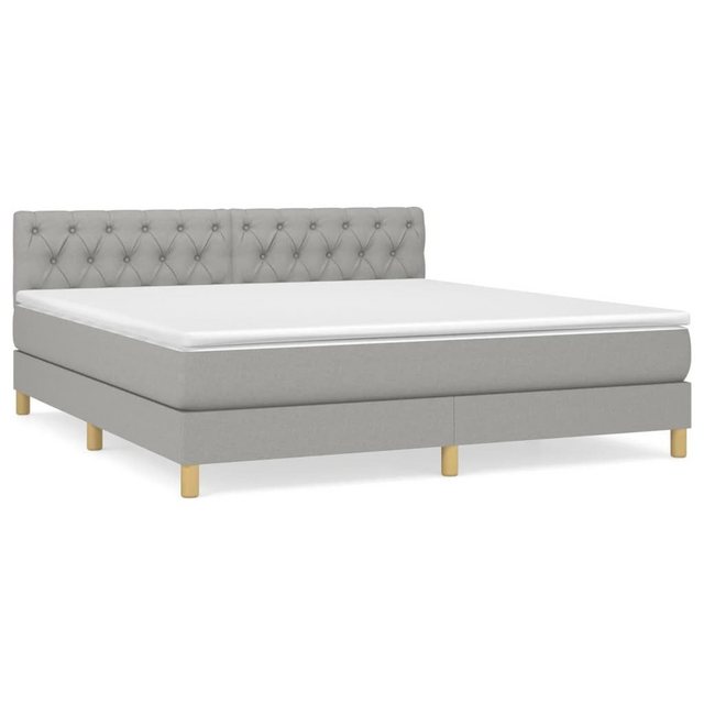 Bild von vidaXL Boxspringbett Boxspringbett mit Matratze Hellgrau 160x200 cm Stoff Bett Bettgestell