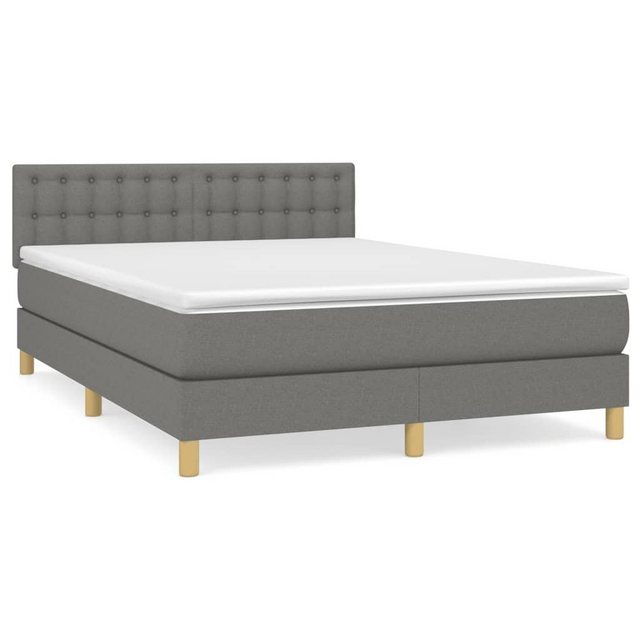 Bild von vidaXL Boxspringbett Boxspringbett mit Matratze Dunkelgrau 140x200 cm Stoff Bett Bettgestel