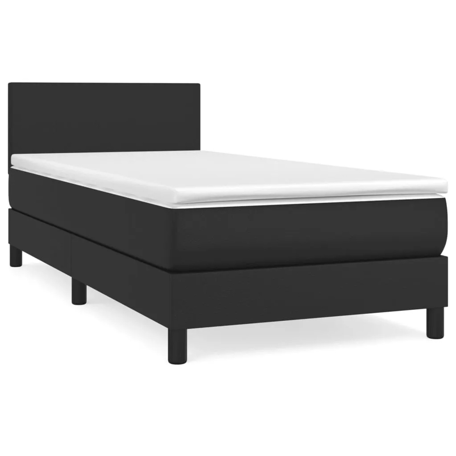 Bild von vidaXL Boxspringbett mit Matratze Schwarz 80x200 cm Kunstleder1389693