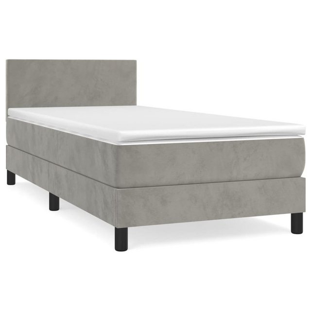 Bild von vidaXL Boxspringbett Boxspringbett mit Matratze Hellgrau 100x200 cm Samt Bett Bettgestell