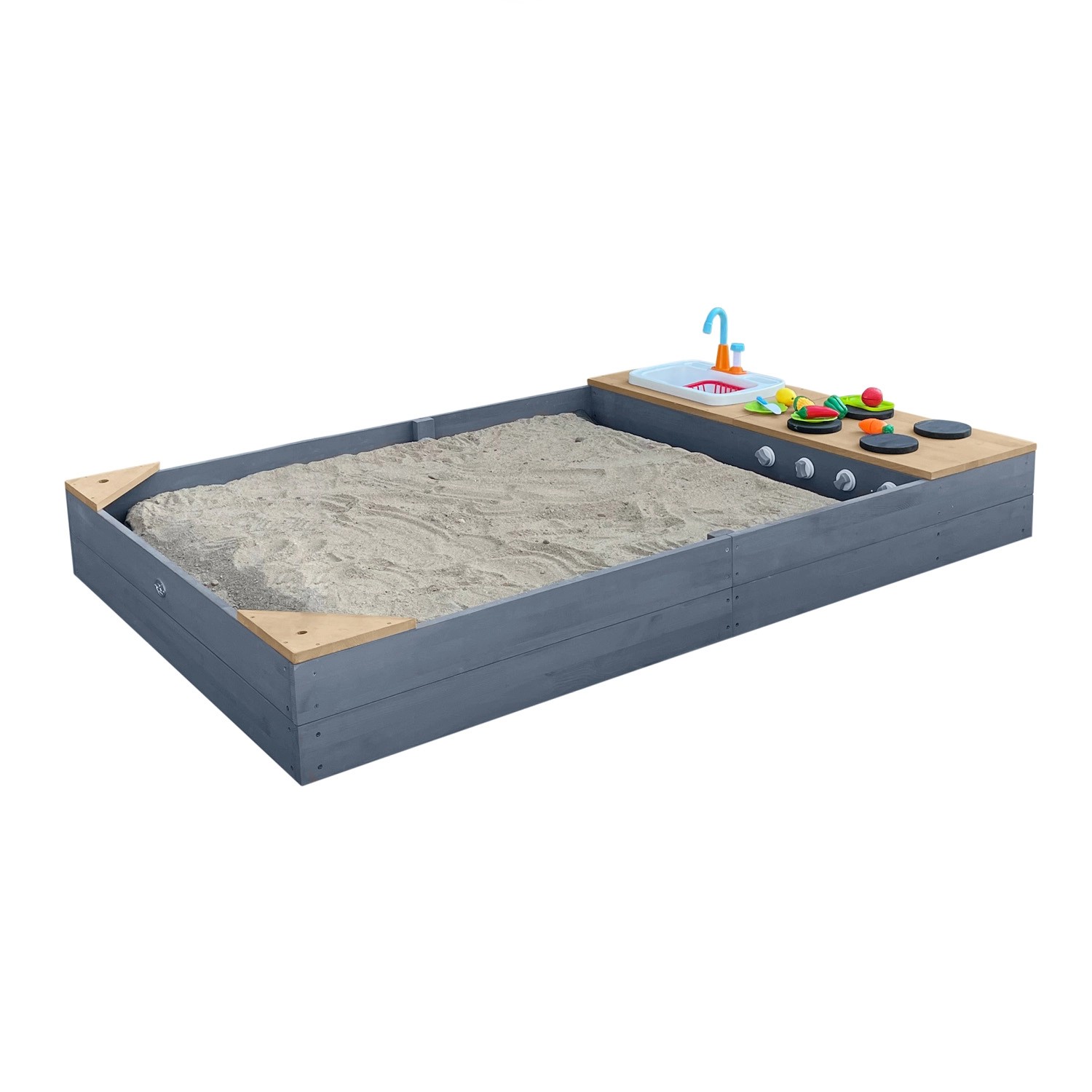 Bild von Axi Sandkasten Kelly mit Spielküchenzeile Grau Braun 115 cm x 21,8 cm x 180 cm