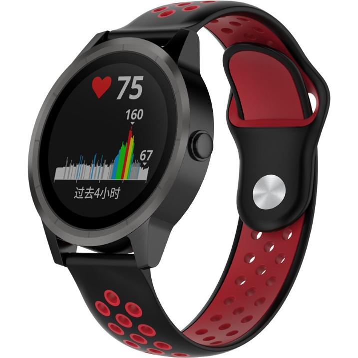 Bild von Strap-it Sportband (Silikon, Vivoactive 3), Uhrenarmband, Schwarz, Rot, Mehrfarbig