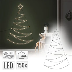 Bild von ECD Germany Weihnachtsfigur LED Weihnachtsbaum Weihnachtsdekoration Christbaum Lichterkette, Warmweiß 150cm 150 LEDs Stern wandmontiert dekorativer Aufhänger