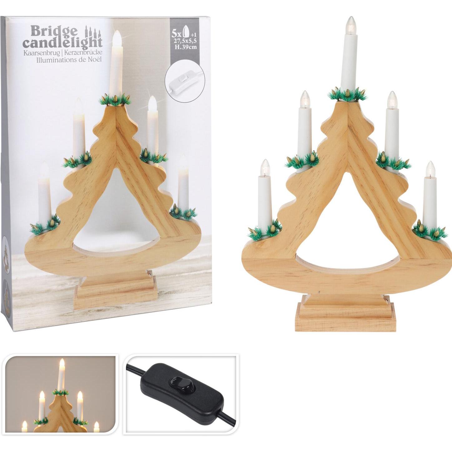 Bild von Koopman, Weihnachtsbeleuchtung, Kerzenbrücke in Baumform 39,5 cm