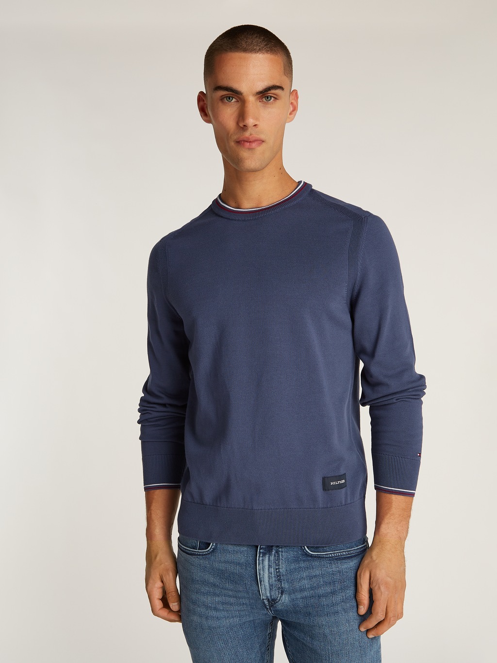 Bild von Tommy Hilfiger Rundhalspullover "RWB COTTON CREW NECK", farbliche Akzente in Tommy Farben