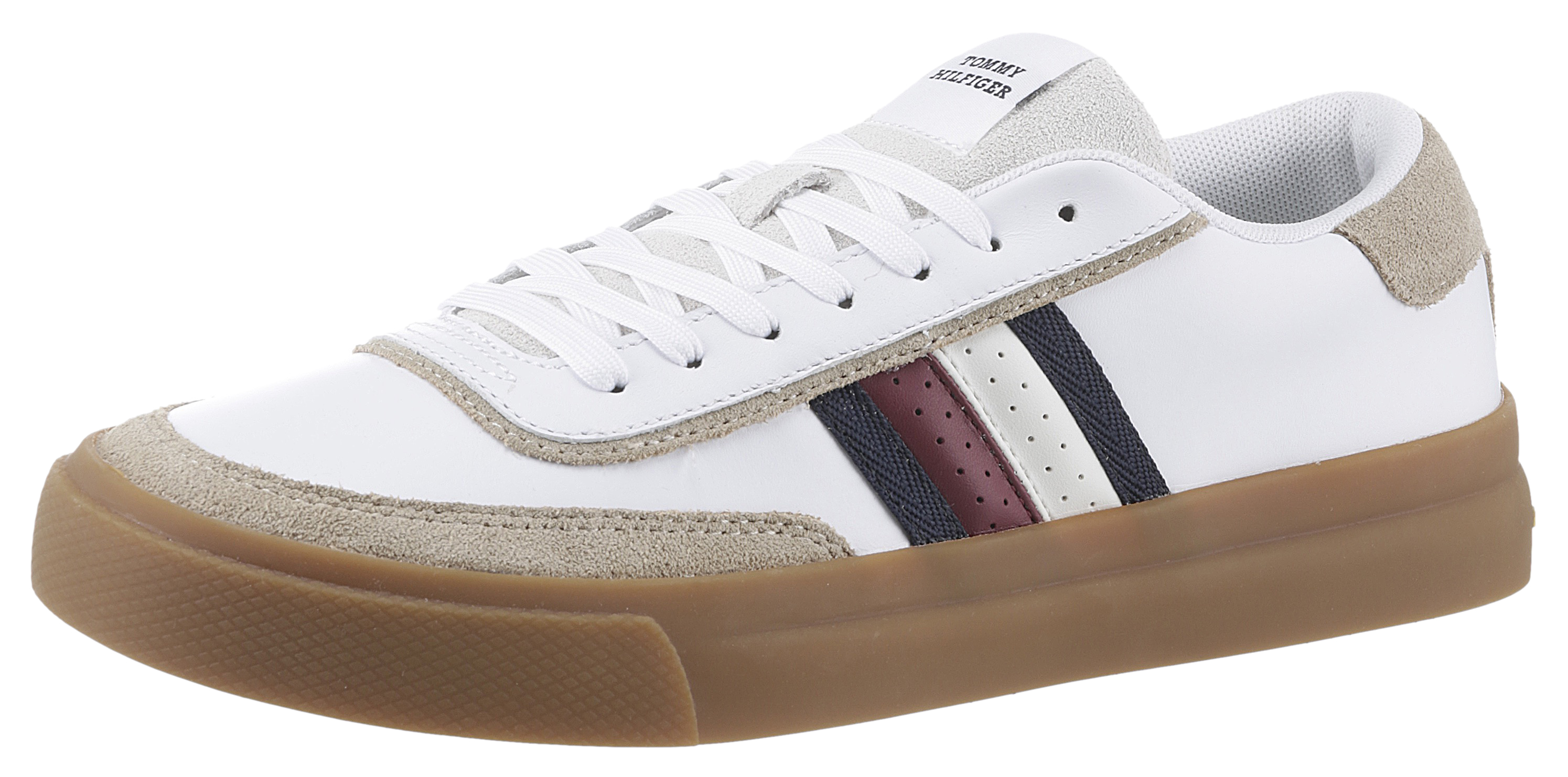 Bild von Tommy Hilfiger Plateausneaker »TH CUPSET 1A2 LTH MIX«, Freizeitschuh, Halbschuh, Schnürschuh mit Streifen in Tommy Farben