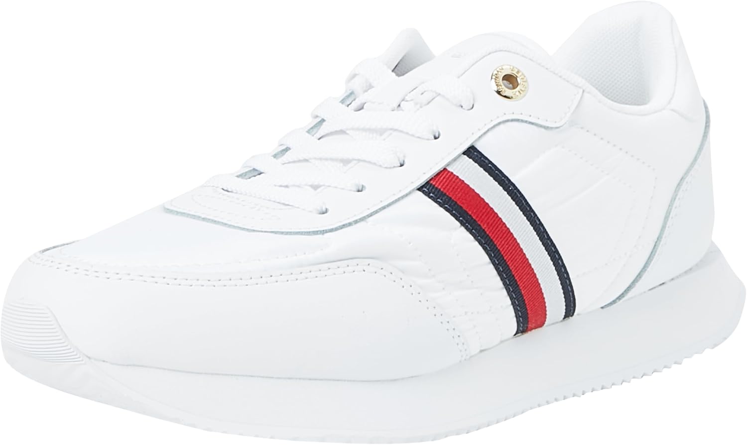 Bild von Tommy Hilfiger Damen Runner Sneaker Essential Runner Global Stripes aus Leder, Weiß (White), 36