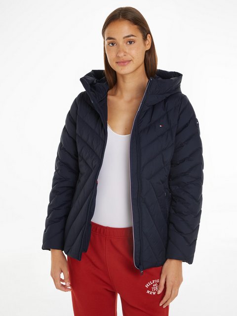 Bild von Tommy Hilfiger Steppjacke "CHEVRON MW PADDED JACKET", mit Kapuze, mit mittelstarker Wattierung und Tommy Hilfiger Markenlabel