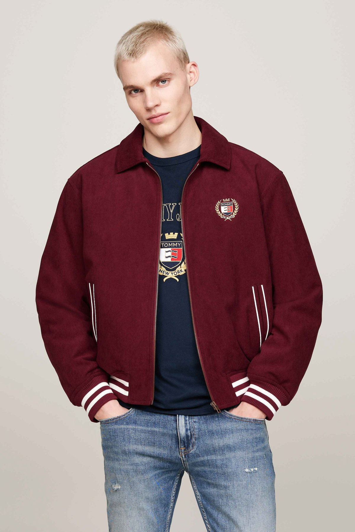 Bild von Tommy Jeans Burgunderfarbener Mantel Dm0dm19626vlp Crest Cord Letterman für Herren - M