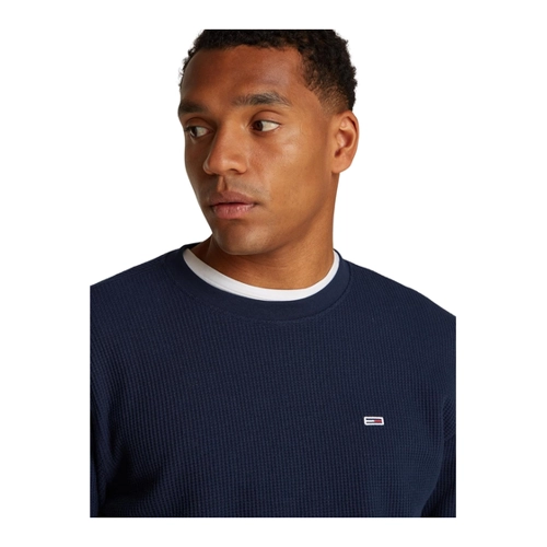 Bild von Tommy Jeans Herren Langarmshirt Regular Fit Waffle Rundhalsausschnitt