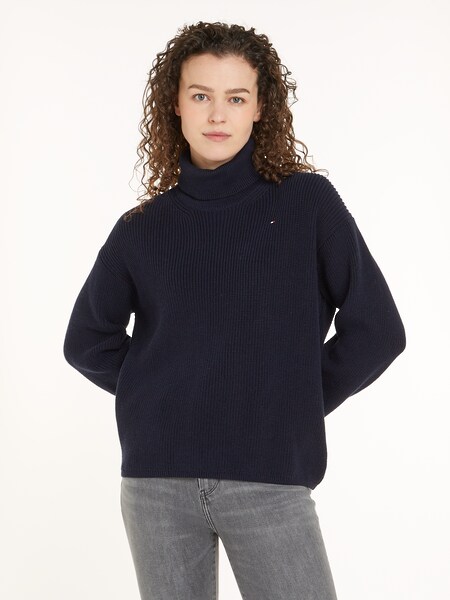 Bild von Tommy Hilfiger Strickpullover »CO CARDI STITCH ROLL-NK SWEATER«, mit Rollkragen