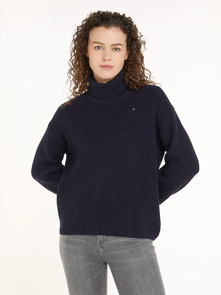 Bild von Tommy Hilfiger Strickpullover »CO CARDI STITCH ROLL-NK SWEATER«, mit Rollkragen