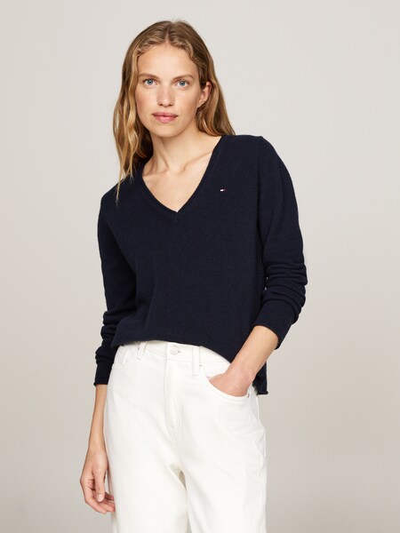 Bild von Tommy Hilfiger Strickpullover »SOFT WOOL V-NK SWEATER«, mit V-Ausschnitt aus 100% Wolle