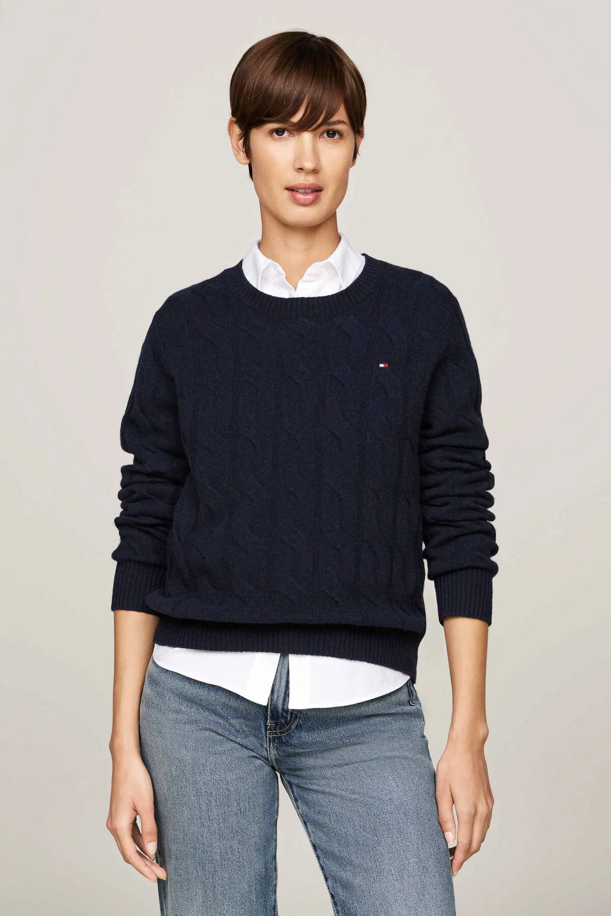 Bild von Tommy Hilfiger Strickpullover »SOFT WOOL CABLE C-NK«, mit Zopfmuster, Rundhals