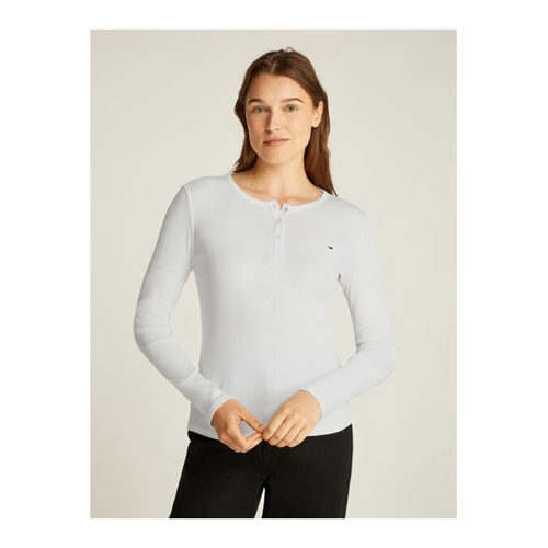 Bild von Tommy Jeans Langarmshirt TJW SLM BUTTON RIB C-NECK LS EXT im Check