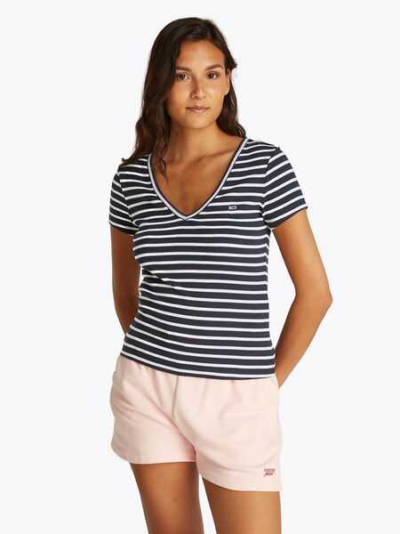 Bild von Tommy Jeans T-Shirt »TJW SLIM ESSENTIAL RIB V SS«, mit Logostickerei