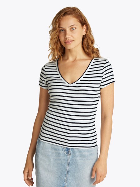 Bild von Tommy Jeans T-Shirt »TJW SLIM ESSENTIAL RIB V SS«, mit Logostickerei