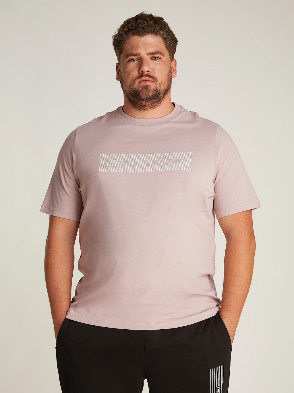 Bild von Calvin Klein Big&Tall T-Shirt "BT BOX STRIPED LOGO T-SHIRT", in Großen Größen mit Logoschriftzug