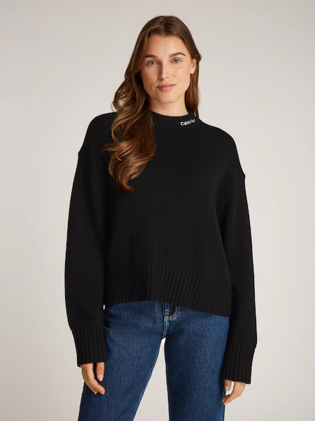 Bild von Calvin Klein Jeans Strickpullover »LOGO EMBRO SWEATER«, mit Logostickerei