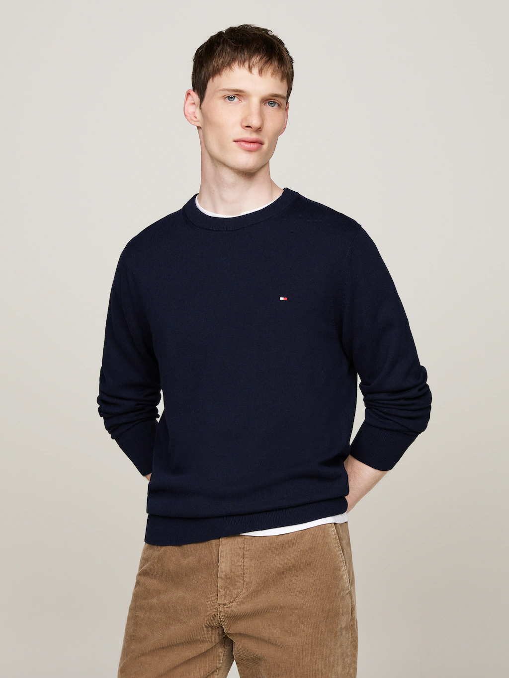 Bild von Tommy Hilfiger TH Monogram Cotton Cashmere Crew Neck Jumper (MW0MW28046) desert sky