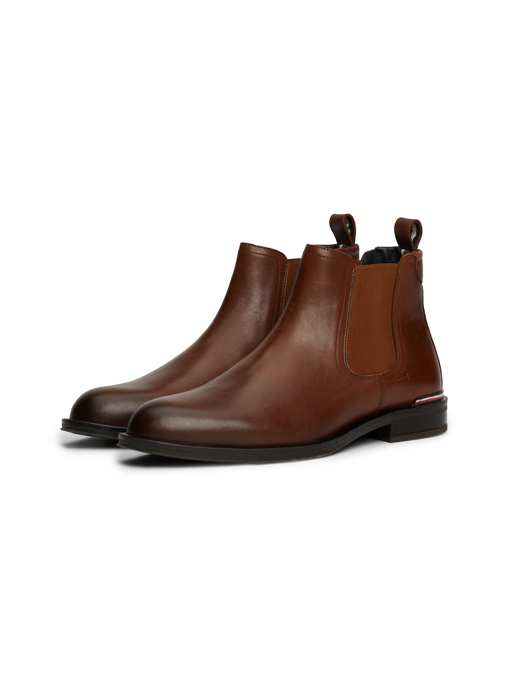 Bild von Tommy Hilfiger Chelseaboots "CORE RWB HILFIGER LTH CHELSEA", Blockabsatz, Stiefelette, Businessschuh mit Streifen an der Ferse