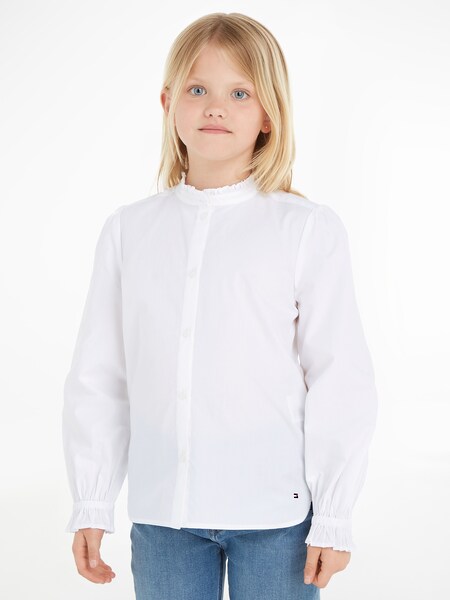 Bild von Tommy Hilfiger Rüschenbluse »RUFFLE COLLAR SHIRT«, Stehkragen & Ärmelabschluss mit Rüsche