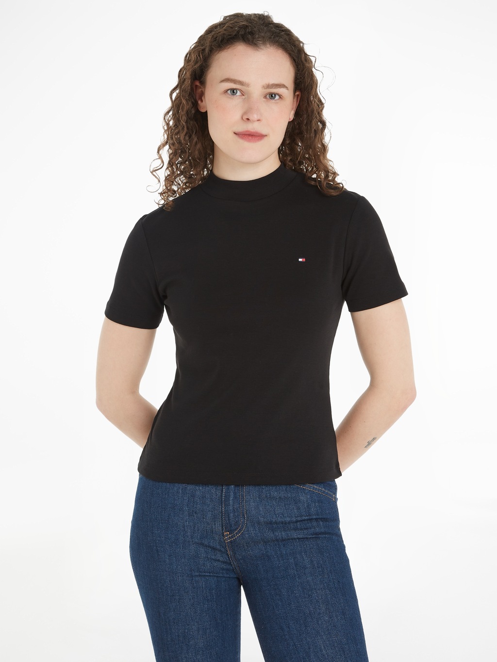 Bild von Tommy Hilfiger Stehkragenshirt "NEW CODY SLIM CROP MOCK-NK", mit Logostickerei