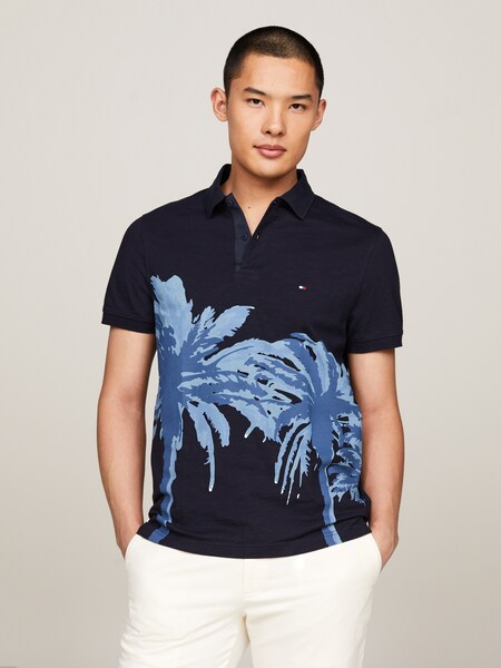 Bild von Tommy Hilfiger Poloshirt »PALM PLACEMENT PRINT REG POLO«, kontrastreicher Palmenprint