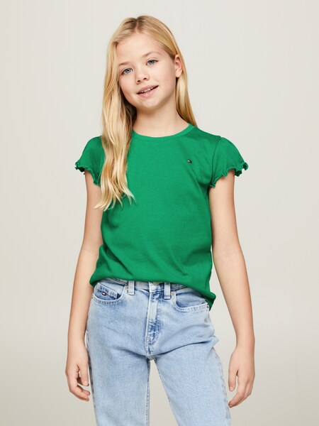 Bild von Tommy Hilfiger T-Shirt »ESSENTIAL RUFFLE SLEEVE TOP«, mit gewelltem Saum