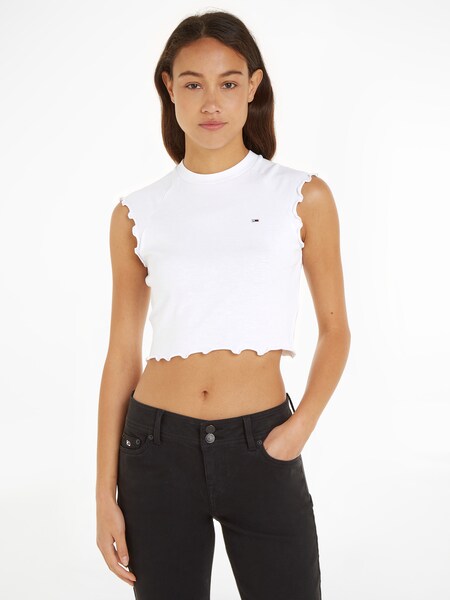Bild von Tommy Jeans T-Shirt »TJW SLIM CRP BABYLOCK RIB TEE«, mit gewelltem Abschlüssen am Ärmel & Saum