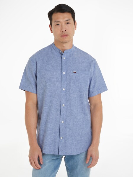 Bild von Tommy Jeans Kurzarmhemd »TJM REG MAO LINEN BLEND SS SHIRT«, in melierter Optik