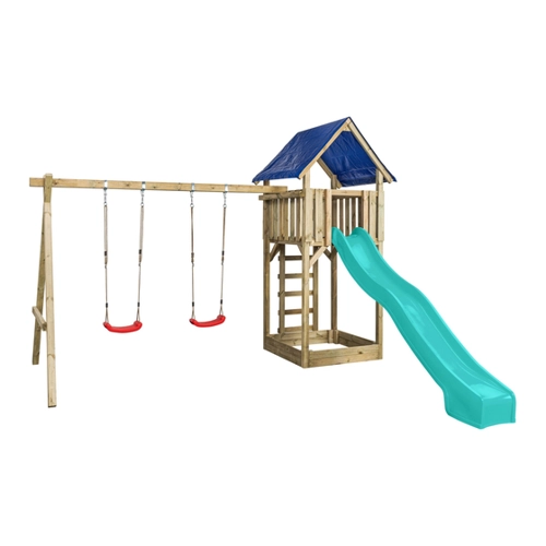 Bild von SwingKing Spielgerät Jonas mit Rutsche Türkis 421 cm x 350 cm x 297 cm