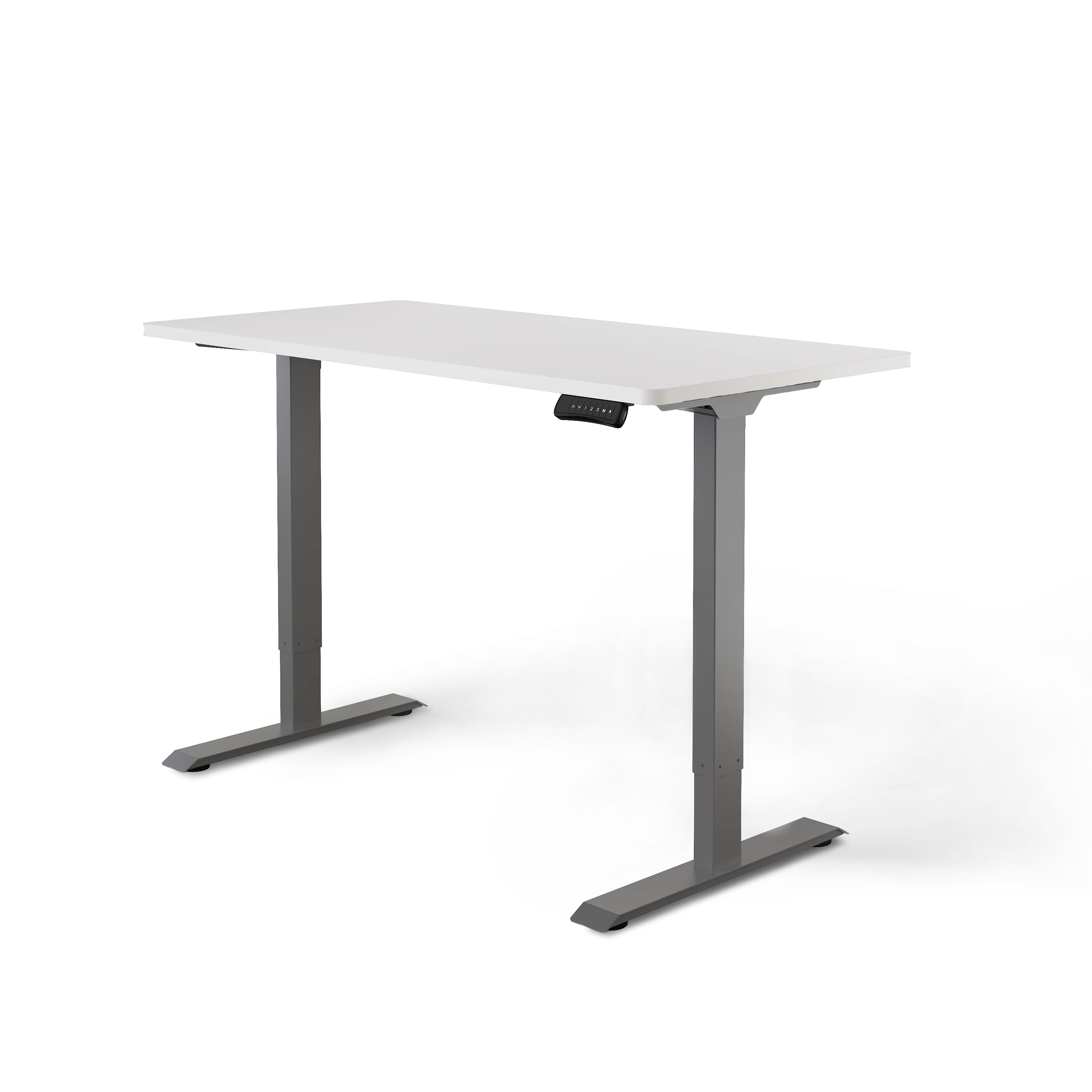 Bild von DESKSPACE® PRO Elektrisch höhenverstellbarer Schreibtisch | +140x70 cm Mahagoni Tischplatte | Ergonomischer Stehpult mit Memory Funktion & Kollisionschutz | Weiße elektrisches Gestell mit Ladebuchse