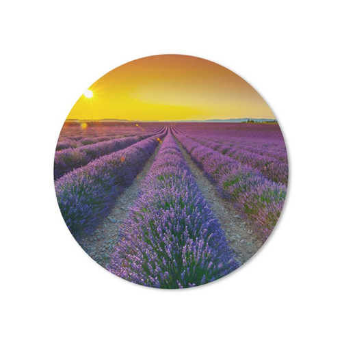Bild von MuchoWow Mauspad - Oranger Sonnenuntergang über einem Feld voller Lavendel