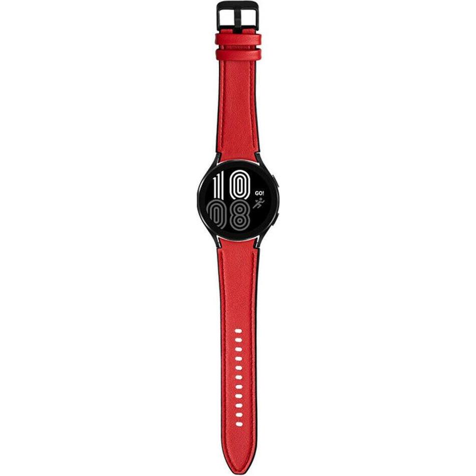 Bild von Strap-it Lederarmband (Leder, 5 Pro, Watch 5, Galaxy Watch 6), Uhrenarmband, Rot