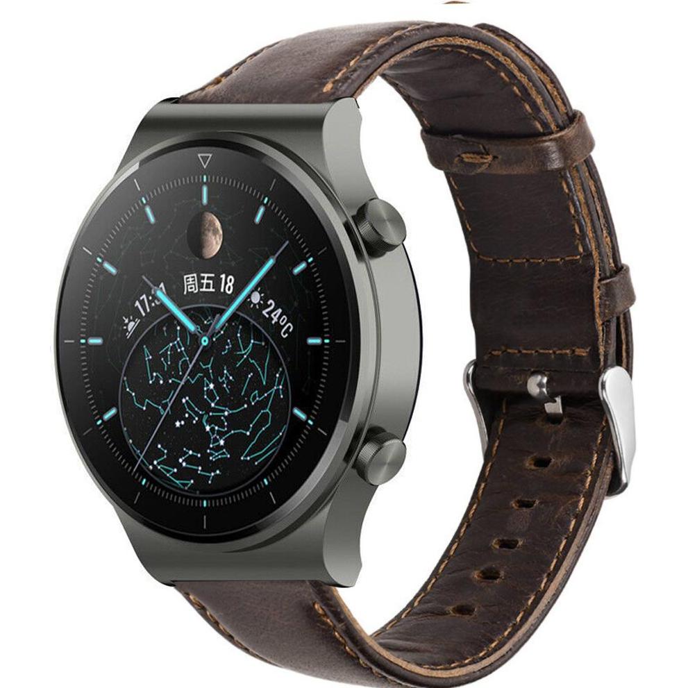Bild von Strap-it Lederarmband (22 mm, Leder, Watch GT 2 Pro), Uhrenarmband, Braun