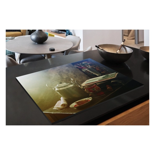 Bild von MuchoWow Herdblende-/Abdeckplatte 76x51.5 cm Stilleben - Teekanne – Malerei