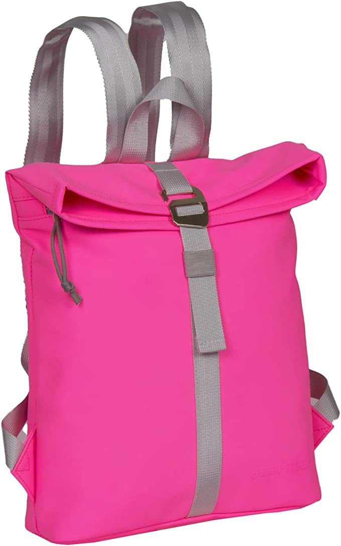 Bild von New RebelsMart Waterproof Rolltop Backpack - 7L Rolltop mit Klickverschluss und 13'' Laptopfach - Gepolsterte Rückenlehne - Modische Laptoptasche für jedes Abenteuer - Rosa, Steinweiß