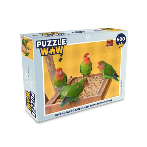 Bild von MuchoWow Puzzle Zwergpapageien bei ihrer Abendmahlzeit – Ein faszinierendes Puzzlespiel