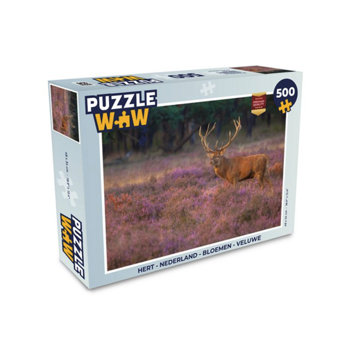 Bild von MuchoWow Puzzle Hirsche - Niederlande - Blumen - Veluwe, 500 Puzzleteile