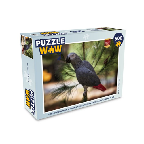 Bild von MuchoWow Puzzle Grauer Gartenrotschwanz oder Papagei im Schatten eines Blattes