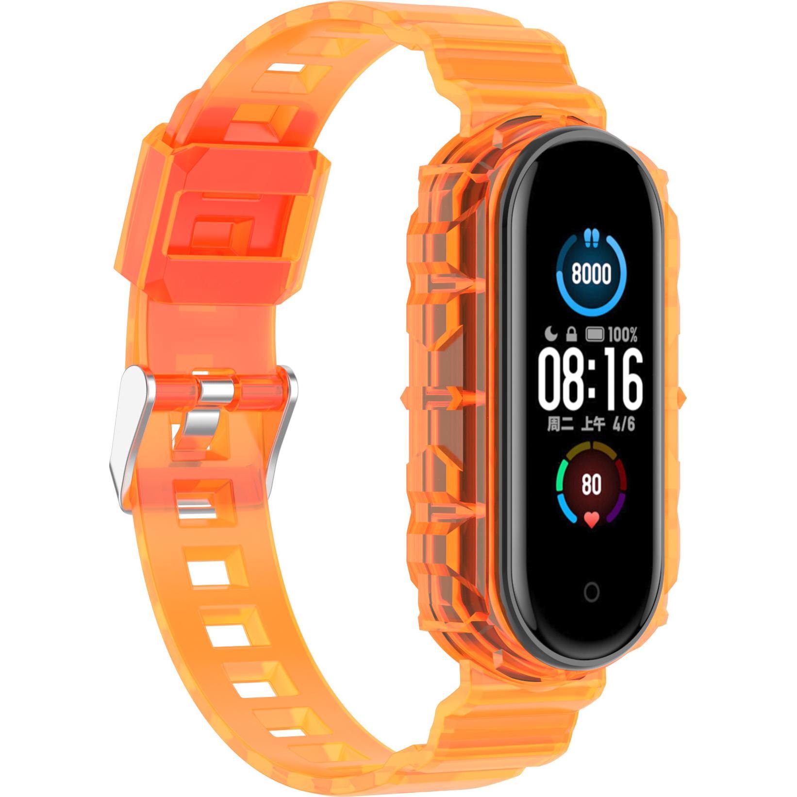Bild von Strap-it Armband (Silikon, Mi Band 6), Uhrenarmband, Transparent, Orange