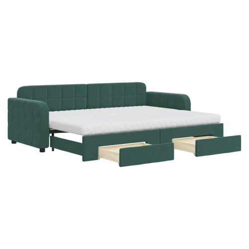 Bild von vidaXL Gästebett Ausziehbar mit Schubladen in Hellgrau - 100x200 cm Samt