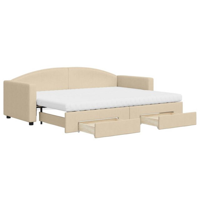 Bild von vidaXL Tagesbett Ausziehbar mit Schubladen Creme 80x200 cm Stoff1884521