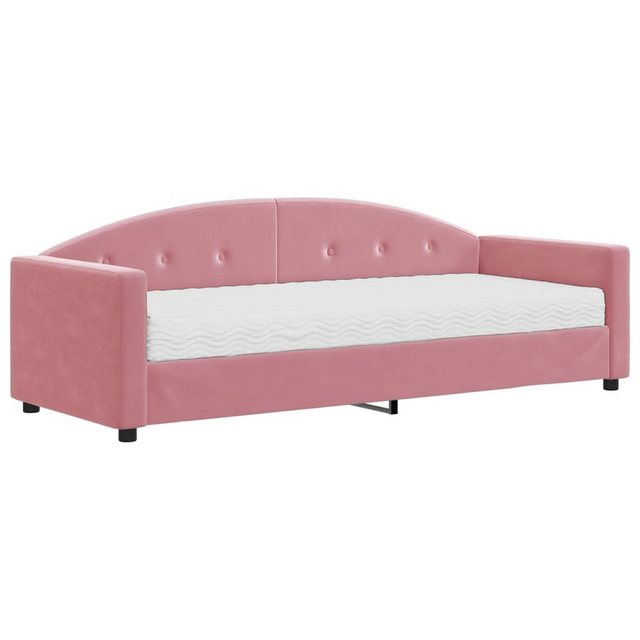 Bild von vidaXL Gästebett Gästebett Tagesbett mit Matratze Rosa 80x200 cm Samt Bett Bettgestell
