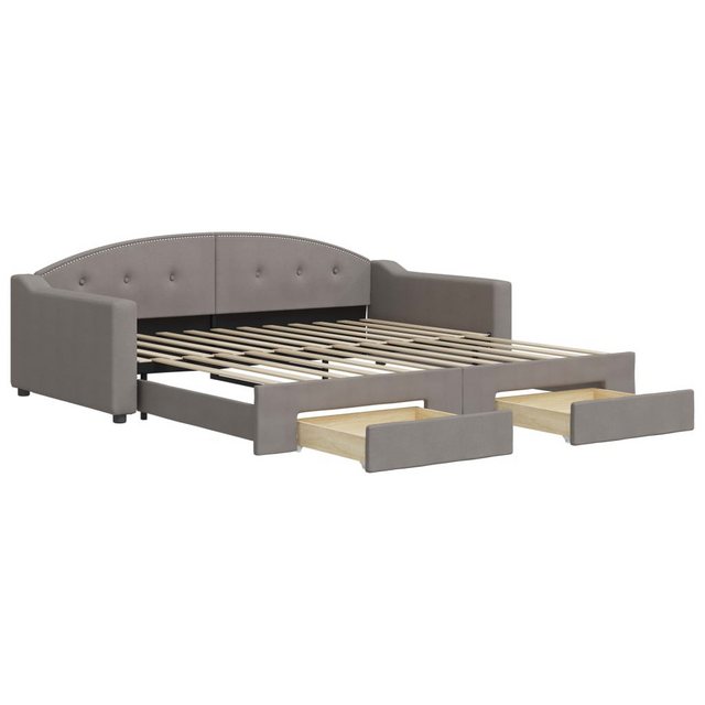 Bild von vidaXL Tagesbett Ausziehbar mit Schubladen Taupe 100x200 cm Stoff1909283