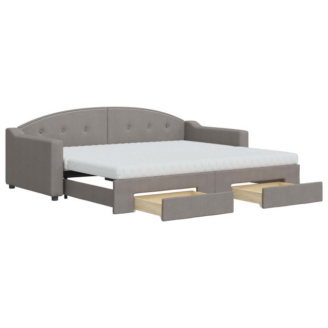 Bild von vidaXL Gästebett Gästebett Tagesbett Ausziehbar mit Schubladen Taupe 90x200 cm Stoff Be